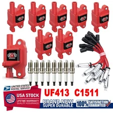 8 High Performance Ignition Coil & Spark Plug &Wire For Chevy GMC 5.3 6.2L UF413