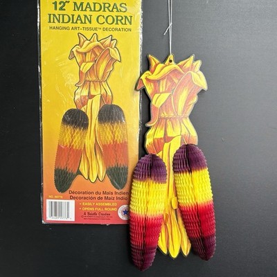 Vintage Beistle Thanksgiving Indian Corn Honeycomb Fall Autumn 1998