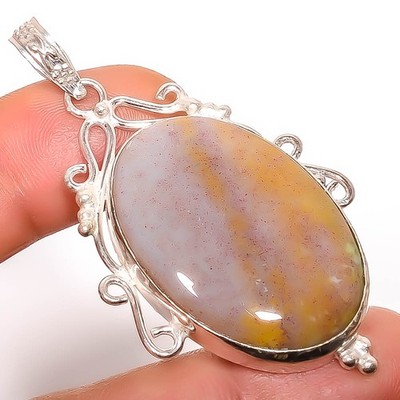 Natural Bumble Bee Jasper- Indonesia 925 Silver Plated Pendant 2.34'' TP31-564