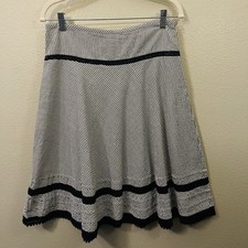 Merona Striped Cotton Midi Skirt Crochet Lace...