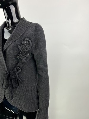 Luisa Cerano Gray Wool Cashmere Cardigan Size D38 US8 GB12 IT44