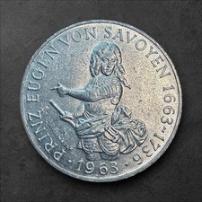 1963 🇦🇹 Austria 25 Schilling Silver Prince Eugene .800 Fine Higher Grade