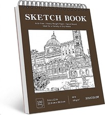Soucolor Sketch Book 9x12, 100 Sheets Drawing Pad, Art Sketchbook for Kids