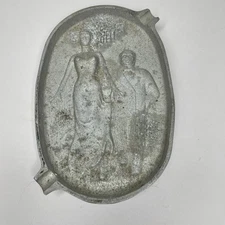 Vintage Naughty Risque Ashtray Double Sided Cast Aluminum 6"