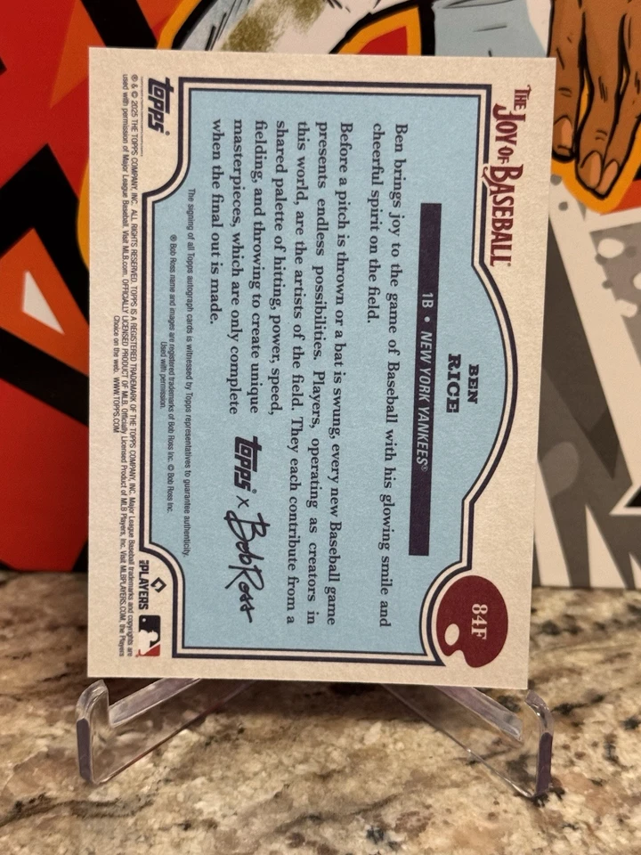 Ben Rice 2025 Topps Bob Ross Alegría del Béisbol Azul Prusiano Automático/50 Yankees RC Foto 2 de 4