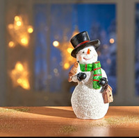 Schneemann Figur 10 Cm – Hochwertige Winterdeko – Mit Vogel & Vogelhaus – Langle
