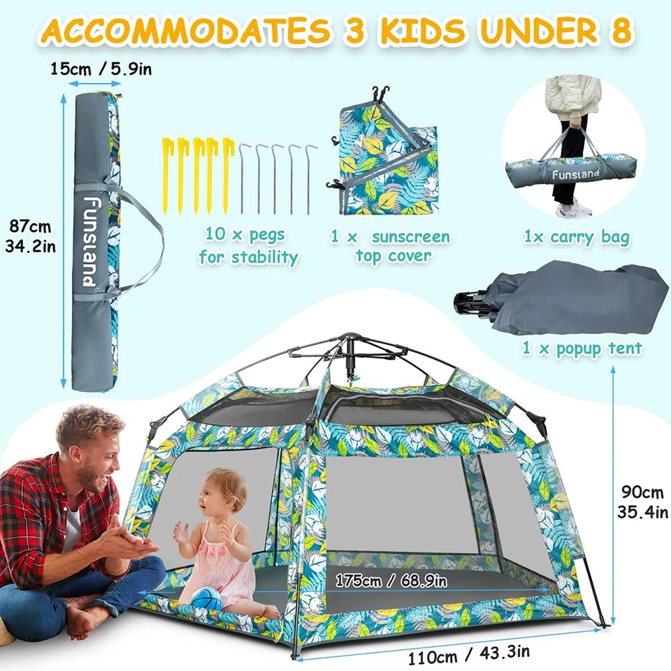 Barraca pop-up praia bebê sombra solar com mosquiteiro abrigos de proteção UV  - Imagem 3 de 4