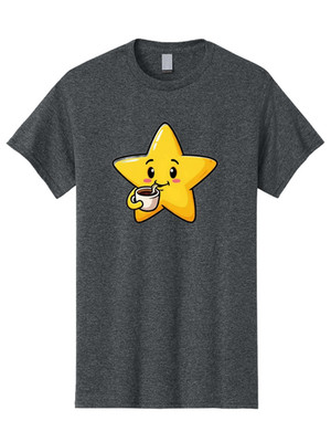 Star-Drinking-Coffee-3 Mens Graphic Tee, 100% Cotton, Casual Summer Wear