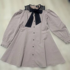 ROJITA Lace Ribbon Dress Long Sleeve KneeLength Elegant Winter Sale Japan