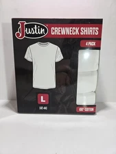 Justin 4 Pack Crewneck Shirts L 42-44 New In Box