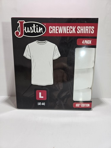 Justin 4 Pack Crewneck Shirts L 42-44 New In Box - Picture 1 of 2