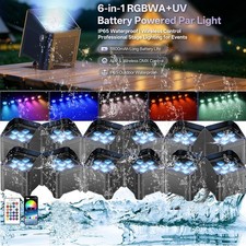 IP65 Wireless Stage Par Light Battery Uplight 6x25W RGBWA UV Rechargeable DMX