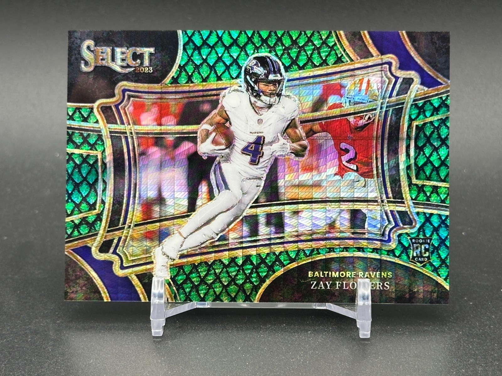 2023 Panini Select - Field Level Zay Flowers #308 Dragon Scale Prizm 37/70 (RC)