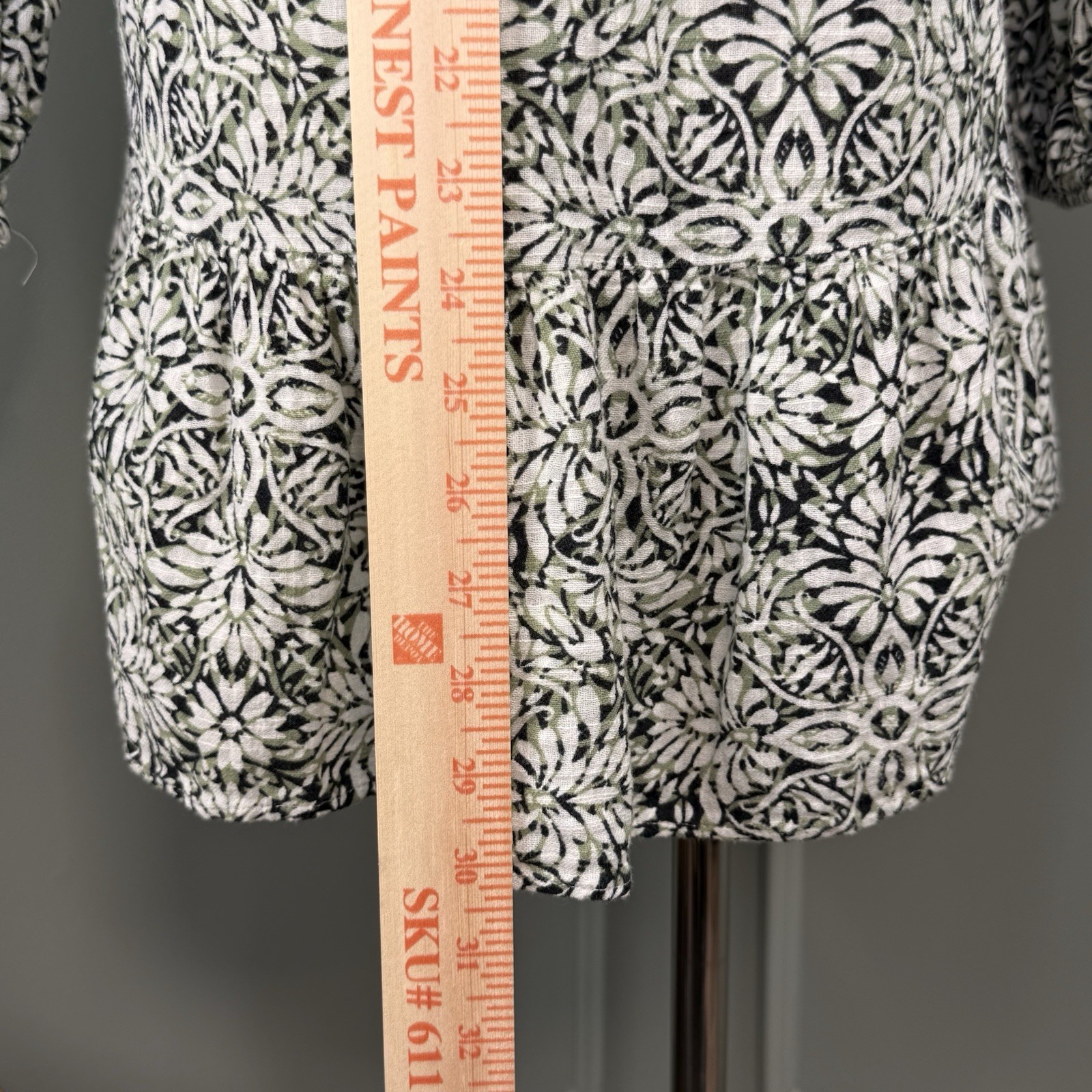 Zara Printed Short Gray Green Floral Cotton Casual Dress, Size XS EUC thumbnail 6