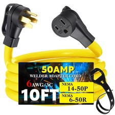 10ft 6 Awg 50amp Welder Extension Cord, Compatible with NEMA 14-50p Male to 6-50