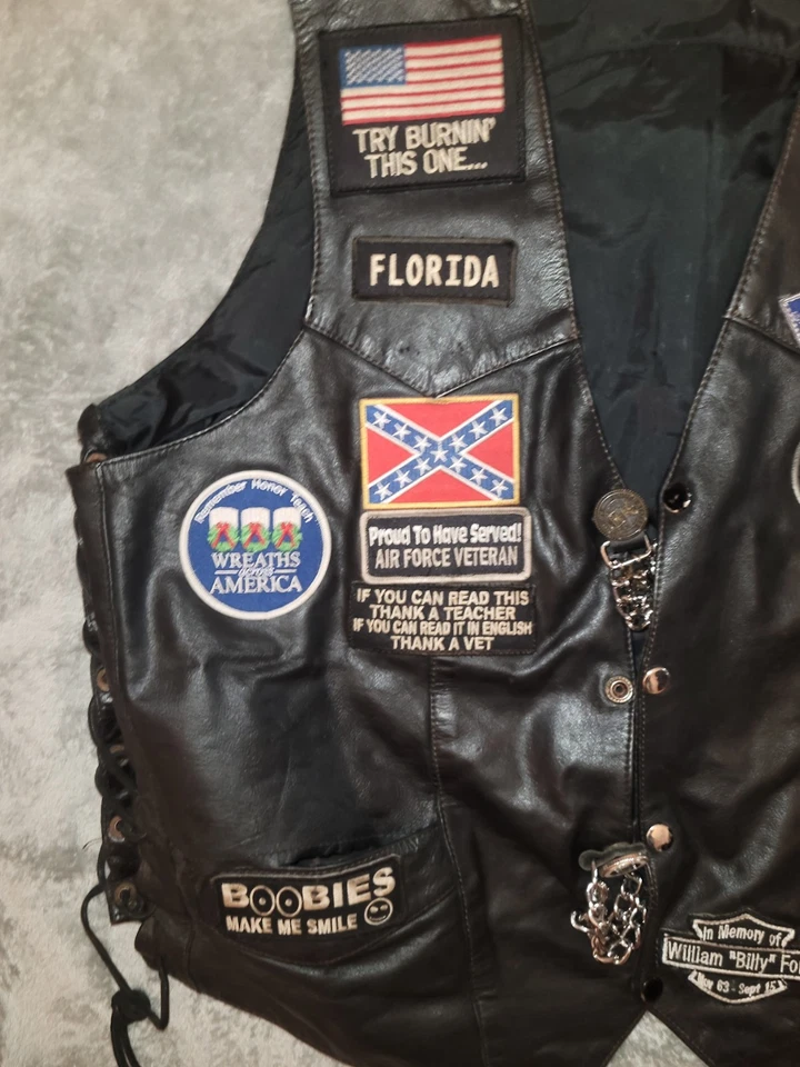 Chaleco chaqueta moto parche cuero vintage talla XL Foto 2 de 4