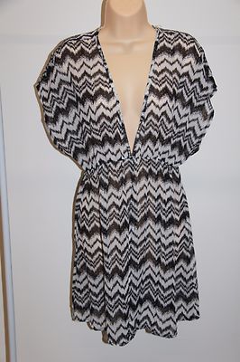 NWT Miken Swim Swimsuit Cover Up Tunic Size S White Black | eBay