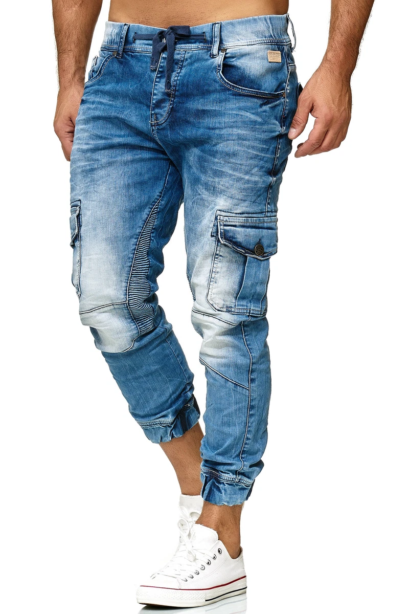Men s Jogger Jeans Trousers Cargo Pants Jog Denim Casual Biker New