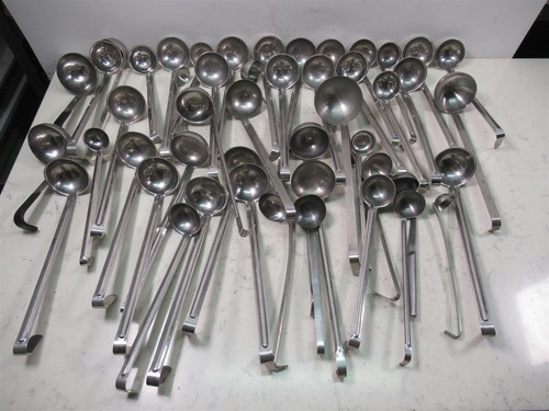 Lot of 48 Soup Ladles Stainless Steel Mostly 4oz Kitchen Utensil Spoon Scoop
