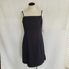 Vintage 90's La Belle Womens Black Dress Size 9 M Adjustable Straps Side Slits
