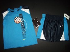 Nike Short Set 2pc Outfit Boys Basketball Sz 12 Months Blue White