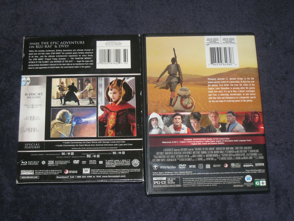 7 Disc Collection of Star Wars DVD/Blue Ray! Episode 1, 2, 3