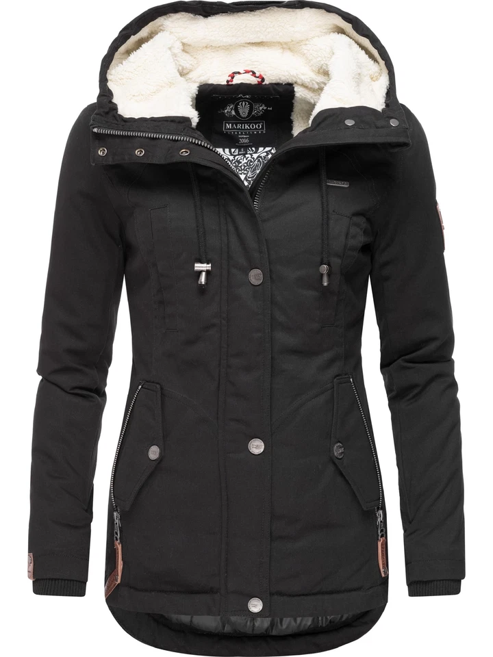 Marikoo Mujer Invierno Chaqueta Abrigo Corto Baumwollparka Capucha Outdoor Otoño - Imagen 2 de 4