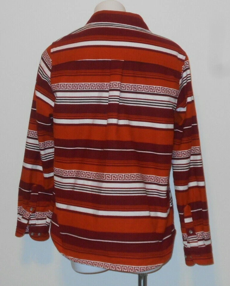 women's CALBELA'S Aztec Print Flannel Shirt Blouse Sz L SOUTHWEST STRIPES — 第 3/4 张图片