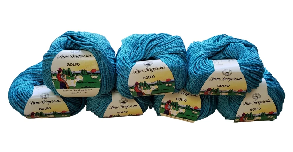 Lote de 7 Fios Golfo Lane Borgosesia Azul #6 100% Algodão Feito na Itália 50g - Imagem 4 de 4