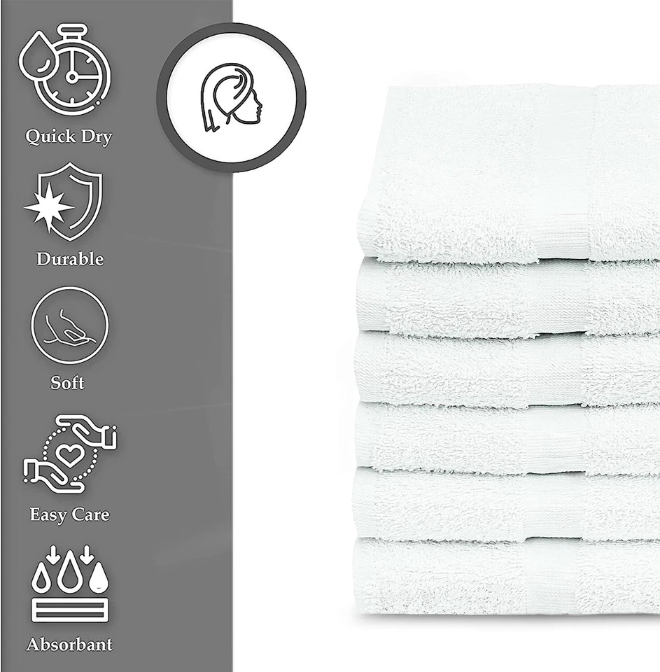 Cotton Blend Towels 22x44 Inches Versatile & Machine Washable for Home Gym White - Image 3 of 4