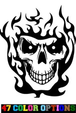 Vinyl Decal Truck Car Sticker Laptop - Zombie Horror Flames Burning Skull