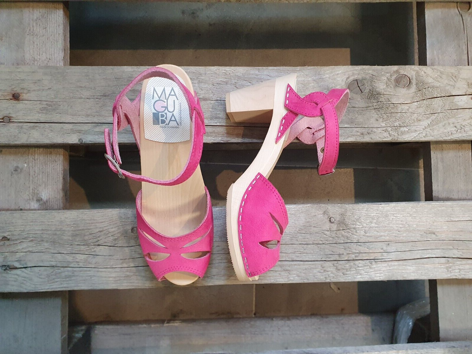 Swedish Clogs Sandals Maguba Rio Light Pink Suede US Womens 6 EU36 Narrow Fit-image