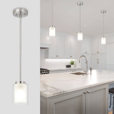 Single Kitchen Island Light Vintage Hanging Light Dual Glass Pendant Light