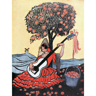 Lengo Kugel Spanische Gitarre Frau Baummalerei Extra Großes Kunst Poster