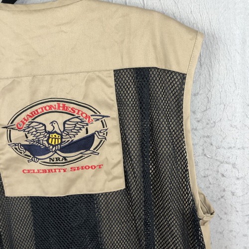 Shooting Vest Mens Extra Large Tan Padded Charleton Heston Celebrity Shoot NRA - Picture 23 of 24