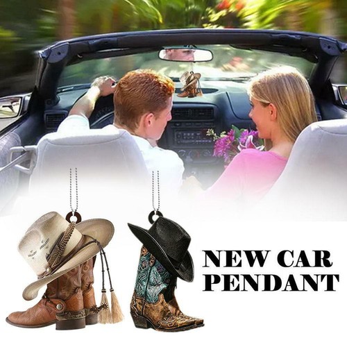 PERSONALIZED BOOTS AND HAT COWBOY FLAT ACRYLIC CAR ORNAMENT DIY PENDANT 2025