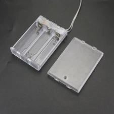3 x AA Battery Holder Box Case Transparent Clear Enclosed With On/Off Switch LED