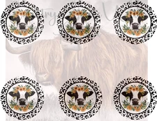 Sublimation Print Cow Sunflower Car Coaster Ready to Press Heat Transfer