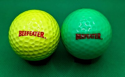 2 Unique Yellow and Green Beefeater London Dry Gin logo golf balls - Alcohol