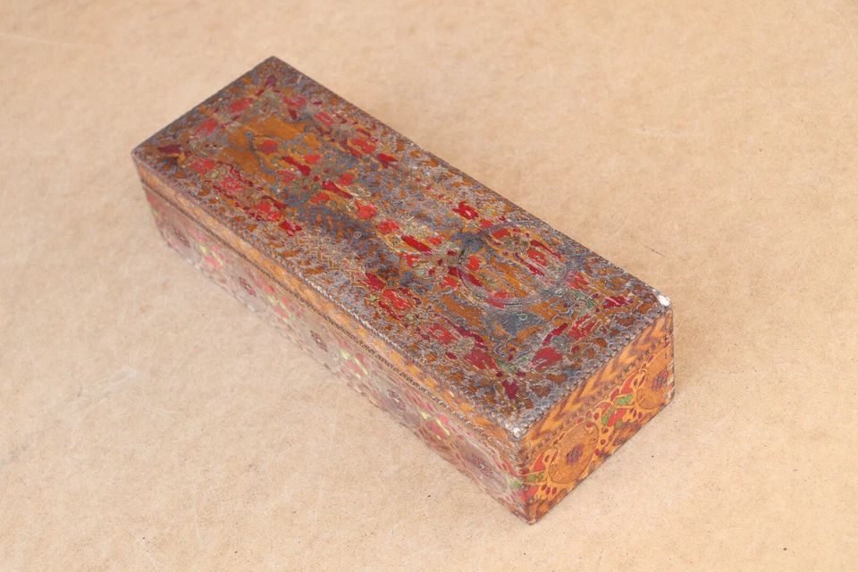 Antique Vintage Wooden Wood Trinket Box Jewelry Case Hand Crafted Signed 1948 - Image 2 of 4