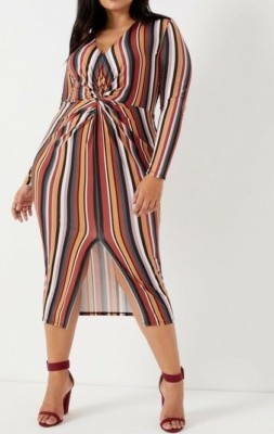 missguided curve knot front midi dress