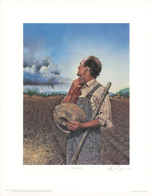 ''Patience'' by Gene Boyer,  1991. Signed print. Christian art, agriculture.