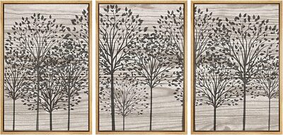 Forest Wall Art Framed Canvas Prints Set of 3 Rustic Decor | eBay