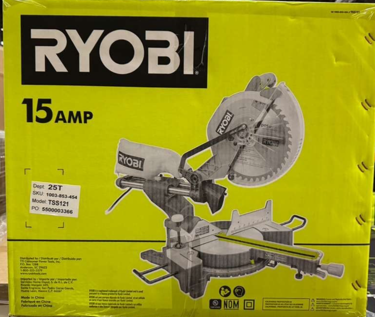 RYOBI 15 Amp 12 in. Corded Sliding Compound Miter Saw with LED