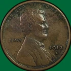 1913-S Lincoln Wheat Cent Very Fine VF Coin, Corrosion #40050