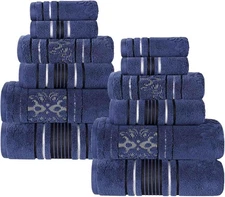 Cotton 12 Piece Assorted Floral Towel Set, Includes 4 Bath, 4 Hand, 4 Washclo...