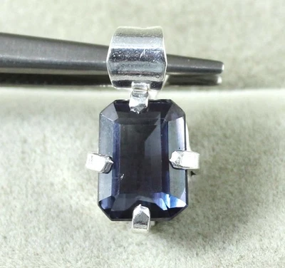 Farbwechsel Saphir 4,75 ct Smaragdschliff 925 Silber Anhänger Herren - Bild 1 von 4