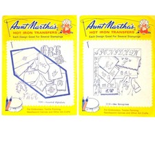 2 Aunt Martha's Hot Iron Transfers Alphabets  Monograms Designs Open Packages