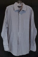 Tommy Hilfiger Blue White Check Classic Long Sleeve Dress Shirt 16 1/2 34/35