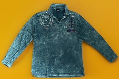 Redway Herren Langarm Poloshirt Gr.3XL (XL) Grün Batik Sehr Guter Zustand Top